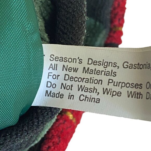 Christmas Tapestry Stocking with Bell Red Green Scroll by Season's Design - Picture 8 of 8